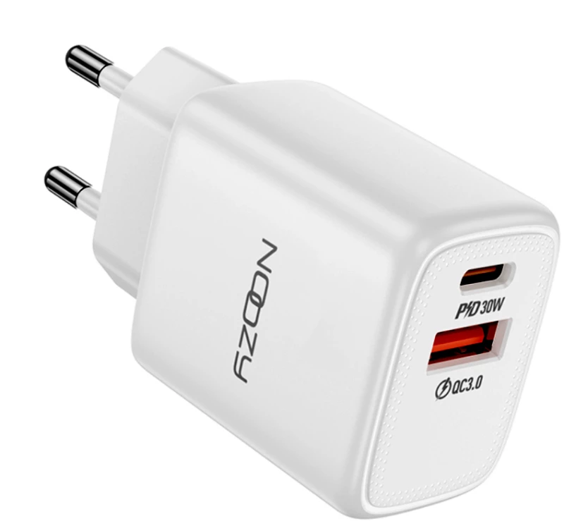 Φορτιστής Ταξιδίου Noozy Rogue E35 PD30W+QC3.0 USB-C Max PD 30W USB-A Max 18W Λευκό