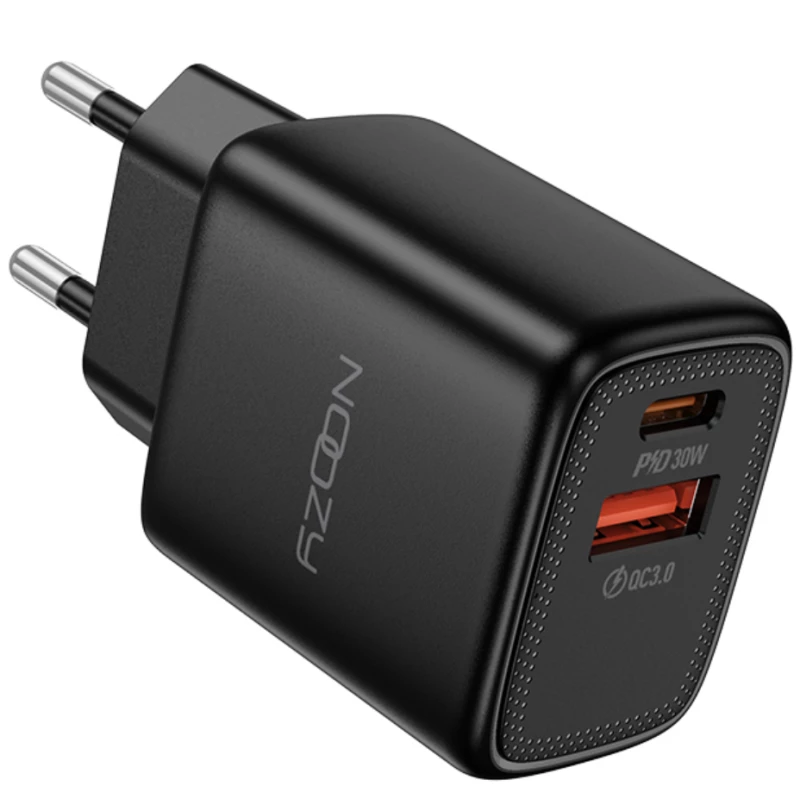 Φορτιστής Ταξιδίου Noozy Rogue E35 PD30W+QC3.0 USB-C Max PD 30W USB-A Max 18W Μαύρο