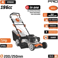 NAKAYAMA Pro PM5560 Χλοοκοπτική Αυτοκινούμενη Βενζίνης, 196cc, Πλάτος Κοπής 56cm, Κάδος 60L, 4 σε 1