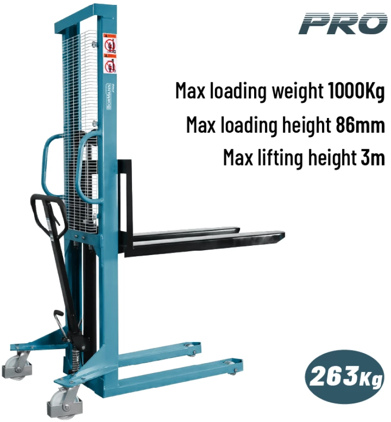 BORMANN Pro BWR5531 Περονοφόρο Χειροκίνητο Ανύψωσης 1Ton, Ύψος Ανύψωσης 3.0m