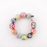 Χάντρα Efco Γυάλινη 12x14mm οβάλ Flowers μπλε γαλάζιο 3τμχ
