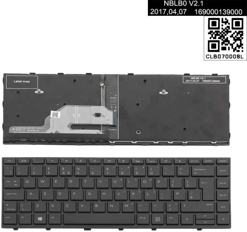 Πληκτρολόγιο HP ProBook 430 G5 440 G5 445 G5, Μαύρο με Backlit, US/UK