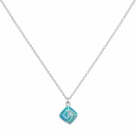 Γυναικείο Κολιέ Ρόμβος με Σπείρα Blue Opal σε Ασημί Χρώμα