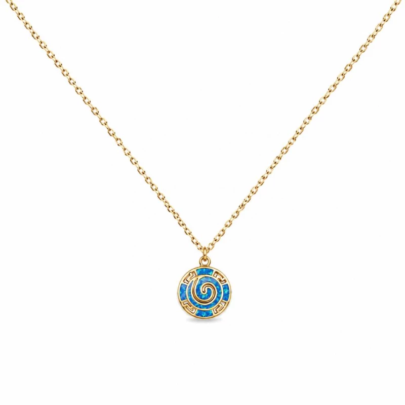 Γυναικείο Κολιέ Σπείρα Blue Opal σε Χρυσό Χρώμα