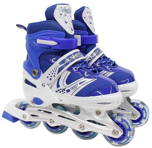 Ρυθμιζόμενα Πατίνια Roller Skates 4 Τροχών για Παιδιά & Αρχάριους με Φωτιζόμενους Τροχούς Μπλε – Small 616167