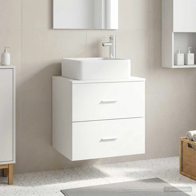 vidaXL Επιτοίχια Λεκάνη Έπιπλο Λευκό 53 x 34,5 x 63 εκ