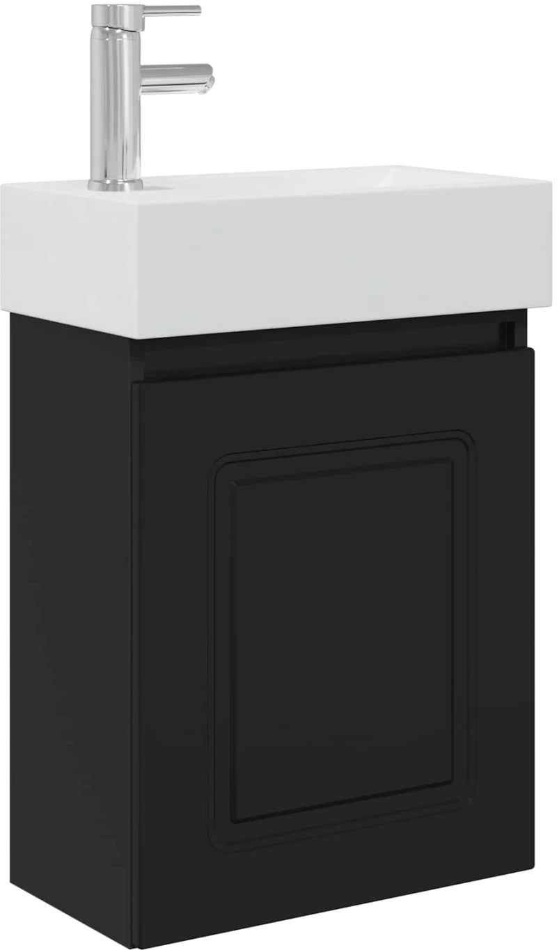 vidaXL Μονάδα μπάνιου με βρύση Μαύρο 45,5 x 22,5 x 84 εκ