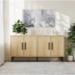 Stewehome Μοντέρνα κονσόλα 150 cm με ντουλάπι και ράφια από συνθετικό ξύλο 150x36x75 cm