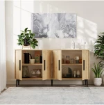 Stewehome Μοντέρνα κονσόλα 150 cm με ντουλάπι και ράφια από συνθετικό ξύλο 150x36x75 cm