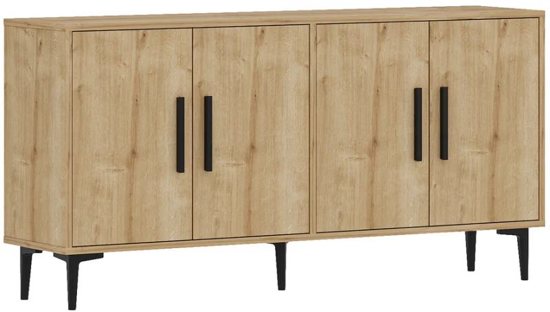 Stewehome Μοντέρνα κονσόλα 150 cm με ντουλάπι και ράφια από συνθετικό ξύλο 150x36x75 cm