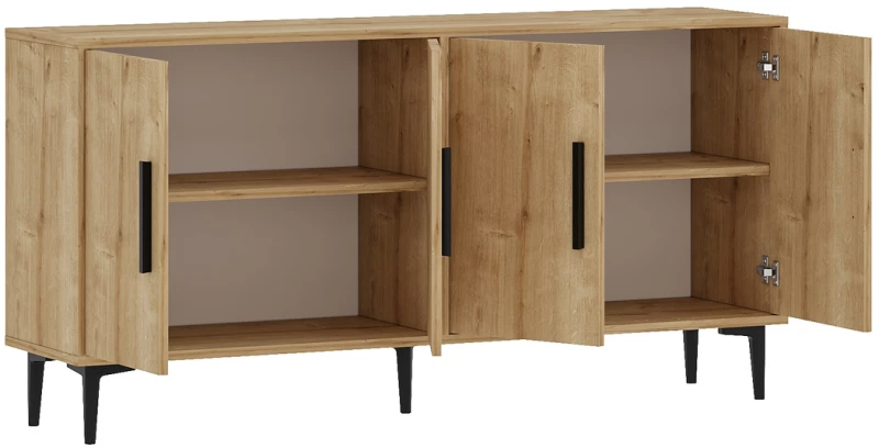 Stewehome Μοντέρνα κονσόλα 150 cm με ντουλάπι και ράφια από συνθετικό ξύλο 150x36x75 cm
