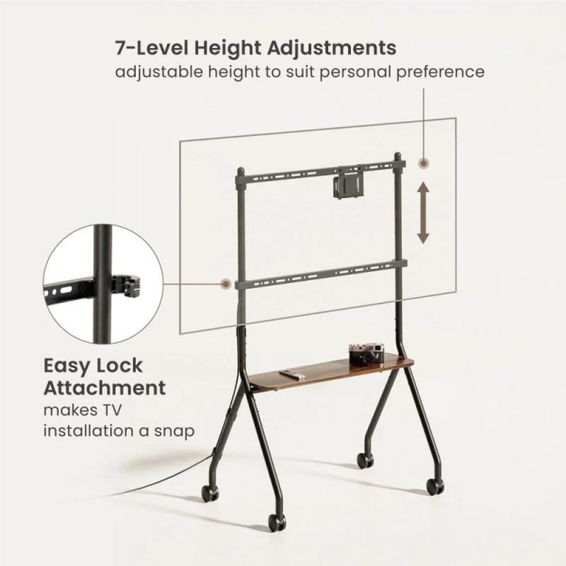 BRATECK βάση τηλεόρασης δαπέδου FS66-46F-01, 37-86", έως 80kg, με ράφι & ροδάκια