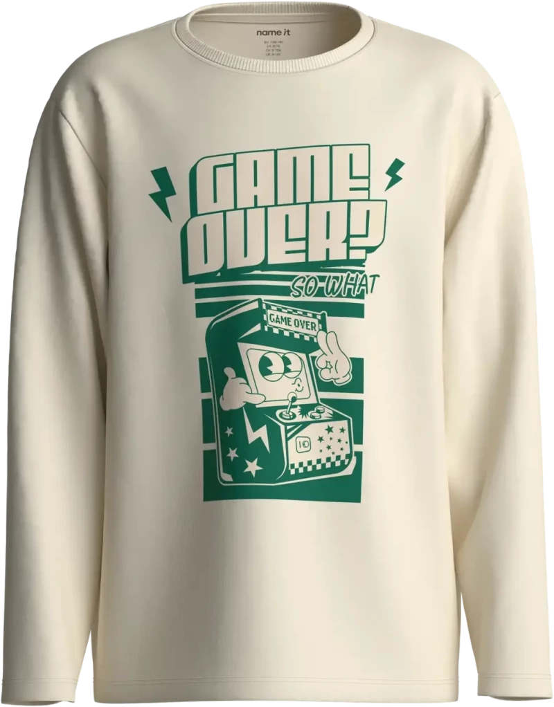 Μπλούζα μακρυμάνικη αγόρι name it 13259688 "Game over" εκρού