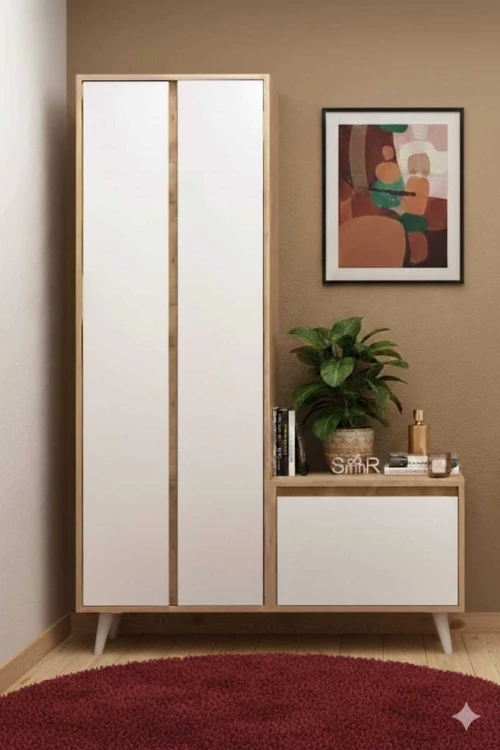 Stewehome Λευκή ντουλάπα παπουτσοθήκη μοντέρνου σχεδιασμού 120x180x180 cm