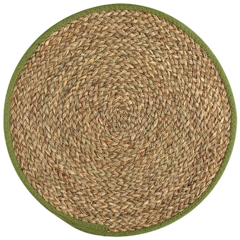Σουπλά Gaia 07-40406 Φ38cm Natural-Green Estia Seagrass,Polyester