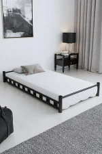 Stewehome Μεταλλικό βοηθητικό κρεβάτι μαύρο χαμηλό πλαίσιο 90x190 cm