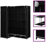 vidaXL Γωνιακή Ντουλάπα Μαύρη 130 x 87 x 169 εκ.