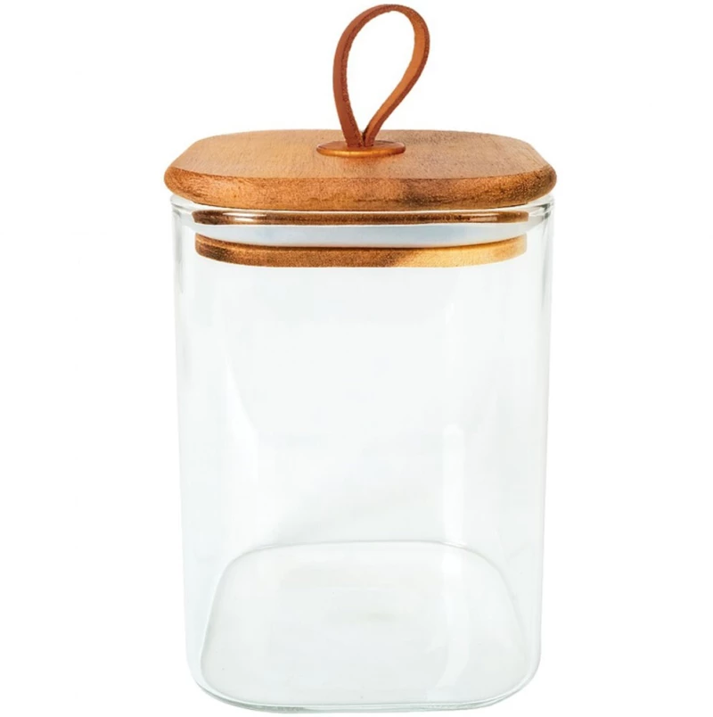 Δοχείο Αποθήκευσης Borosilicate DOP203K6 8,2x12,2cm 580ml Clear-Natural Espiel Ξύλο,Γυαλί