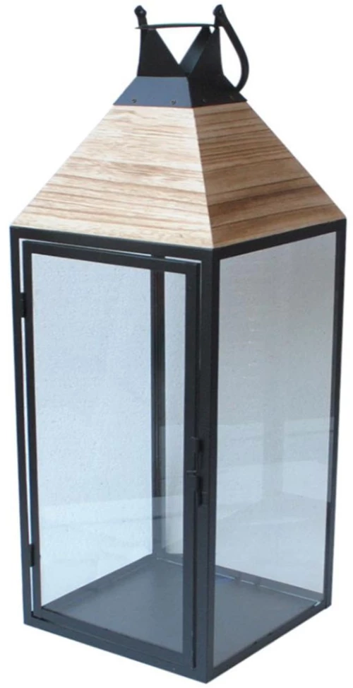 Φανάρι 00.07.77010 22x22x64,5cm Black Ξύλο,Μέταλλο