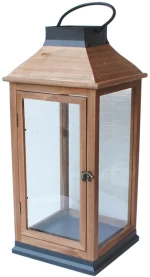 Φανάρι 00.07.77014 25,5x25,5x58cm Brown-Black Ξύλο,Μέταλλο
