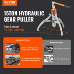 VEVOR Hydraulic Gear Puller, 15 Ton Max Capacity Wheel Bearing Pulling Separator, 2 or 3 Jaws Puller, Κάθετα και Οριζόντια, 30,5cm Υδραυλικό εξολκέα σιαγόνων με θήκη για έλξη πλήμνων