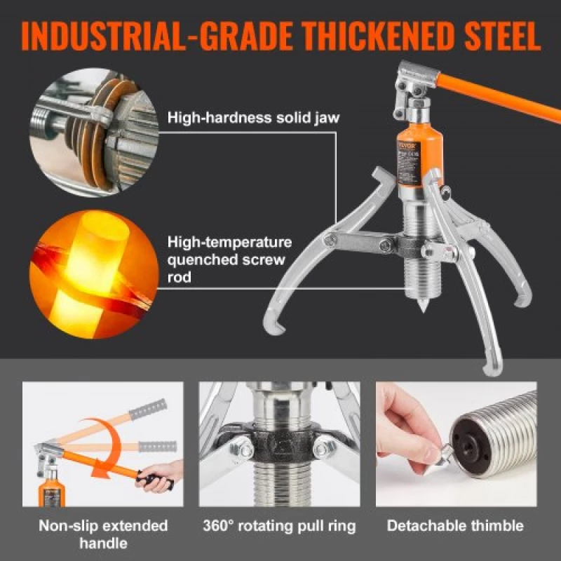 VEVOR Hydraulic Gear Puller, 15 Ton Max Capacity Wheel Bearing Pulling Separator, 2 or 3 Jaws Puller, Κάθετα και Οριζόντια, 30,5cm Υδραυλικό εξολκέα σιαγόνων με θήκη για έλξη πλήμνων
