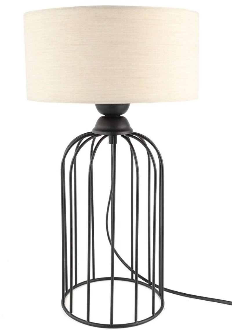 Stewehome Μαύρη Επιτραπέζια Λάμπα με Μπεζ Καπέλο 45x26 cm