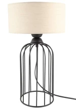 Stewehome Μαύρη Επιτραπέζια Λάμπα με Μπεζ Καπέλο 45x26 cm