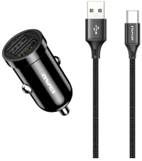 Φορτιστής αναπτήρα αυτοκινήτου Quick Charger με καλώδιο φόρτισης TypeC - C-826T - AWEI - 099691