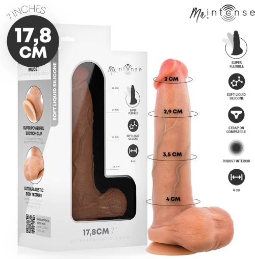 MR INTENSE - BRUCE S SILICONE DILDO WITH TESTICLES 17.8 CM -Ã'- 4 CM