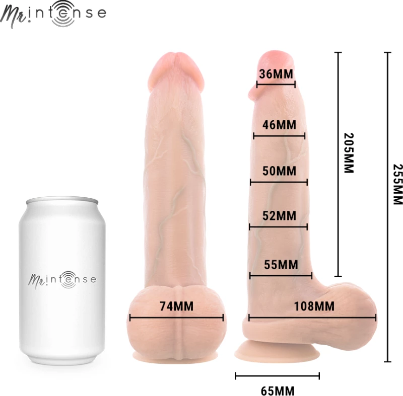 MR INTENSE - BRUCE XL SILICONE DILDO WITH TESTICLES 25.5 CM -Ã'- 5.5 CM