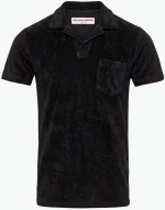 Orlebar Brown Terry Towelling Tailored Fit Cotton Polo Shirt Black