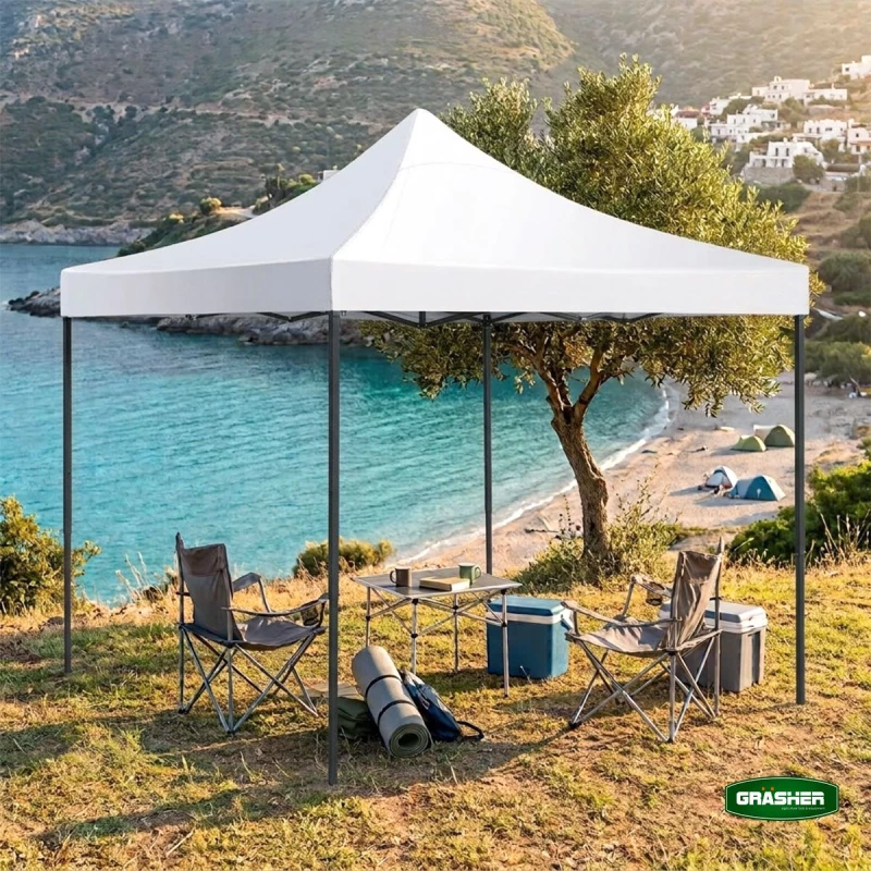 GRASHER Πτυσσόμενο Κιόσκι Κήπου 3x3m Λευκό 420D TGL3435 / 104229