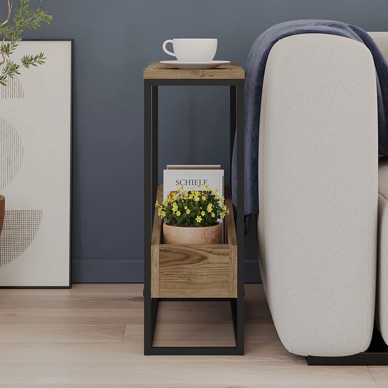 Τραπεζάκι βοηθητικό Lido Megapap χρώμα καρυδί Ud 60x22x62εκ.
