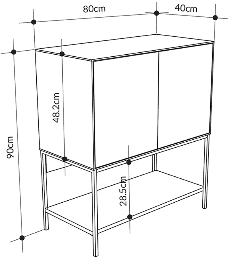Μπουφές Amira Megapap χρώμα καρυδί Ud - black wood 80x40x90εκ.