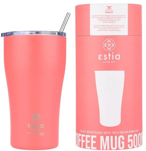 Estia Θερμός Coffee Mug Save The Aegean 500ml Fusion Coral 01-23164