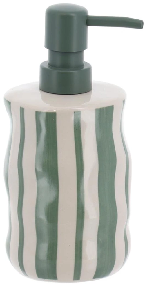 Dispenser stoneware "GREEN STRIPES" 350ml/8,1x18,5cm