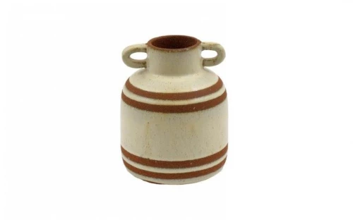 Βάζο κεραμ.αμφορέας μπεζ/καφέ 12,5x15cm