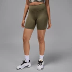 Jordan Sport Women's High-Waisted 7" Bike Shorts Medium Olive/White