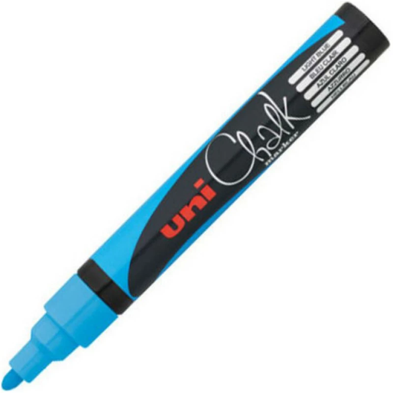 Μαρκαδόρος Υγρής Κιμωλίας Uni Chalk Marker PWE-5M Light Blue