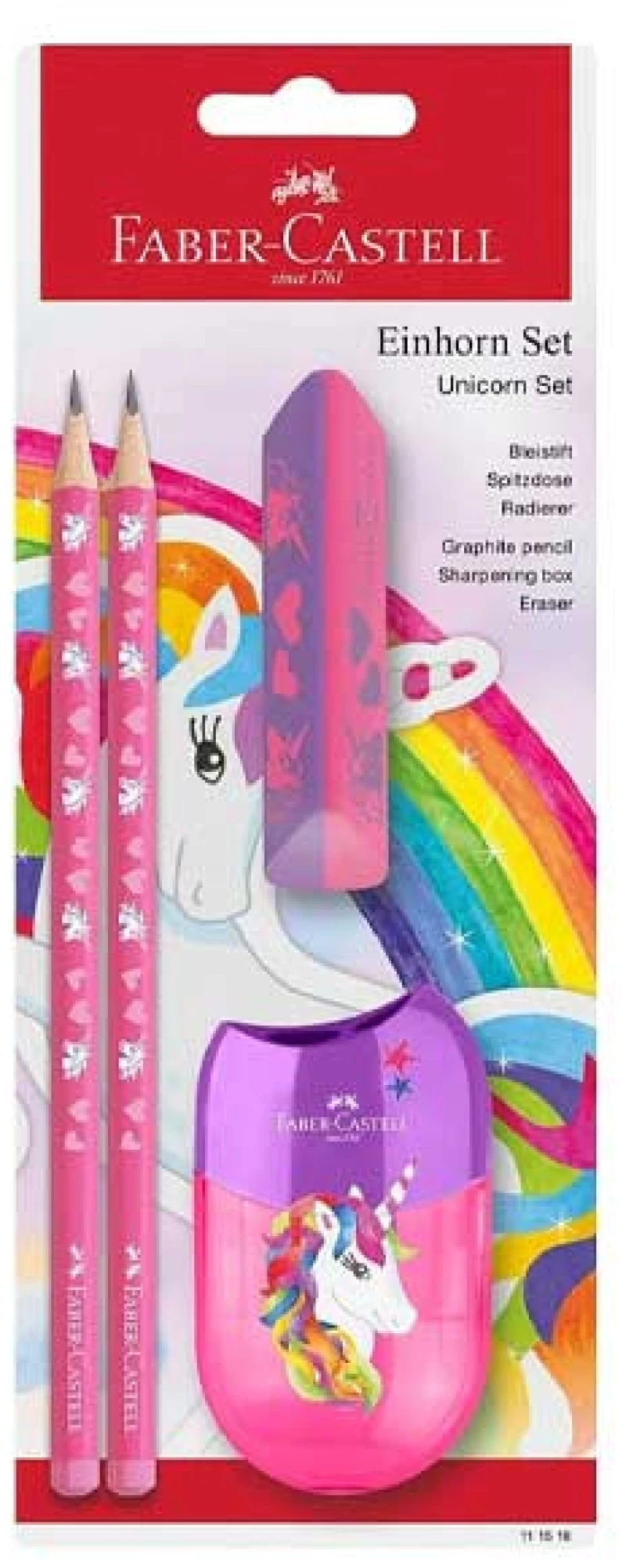 Faber Castell Σετ Μολύβια 2 Τεμάχια + Γόμα και ξύστρα Unicorn