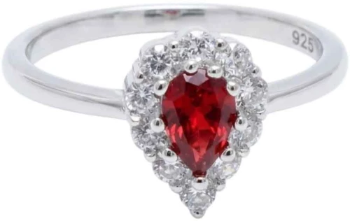 Δαχτυλίδι Γυναικείο Δάκρυ Κόκκινο Zircon Ασήμι 925 Gatsa DT17724 Νο54