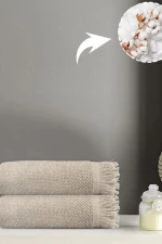 Stewehome Σετ 2 τεμαχίων από βαμβακερές πετσέτες χεριών μπεζ 50x90 cm