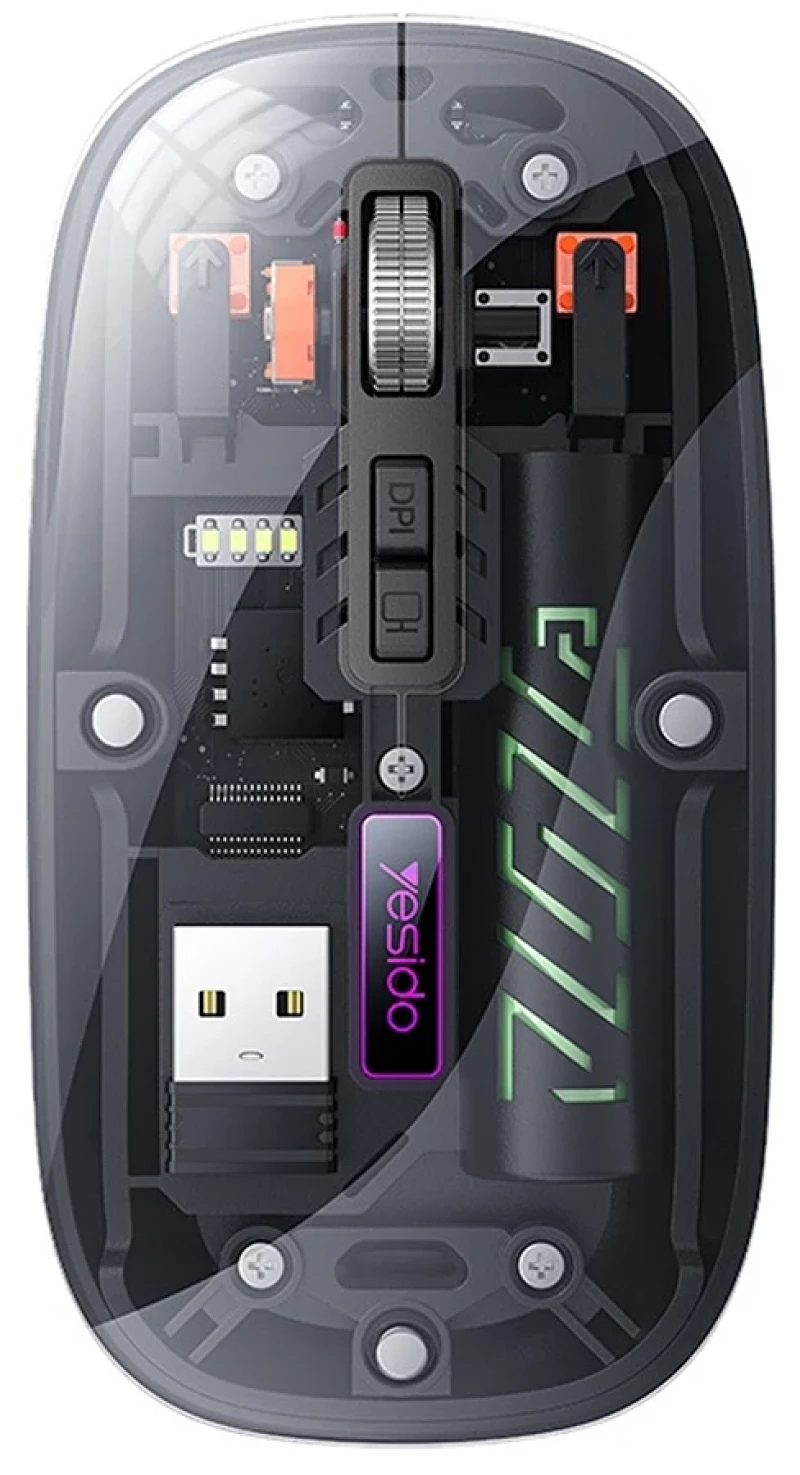 Yesido Ασύρματο Ποντίκι Type-C BT+ 2.4G Connection 800/1200/1600DPI 400mAh Black
