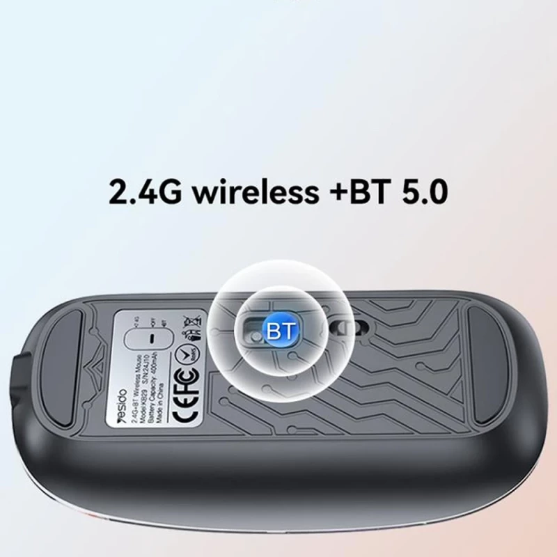 Yesido Ασύρματο Ποντίκι Type-C BT+ 2.4G Connection 800/1200/1600DPI 400mAh Black