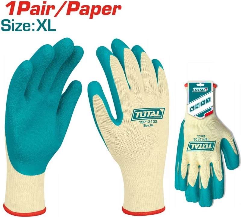 TOTAL TSP13102 Γάντια Εργασίας Latex Πολυεστέρα/Βαμβακερά