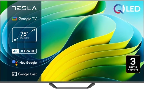 Tesla Q75E655GUS Smart TV 75" , 4K-UHD , QLED , Google TV , HDR (2025)