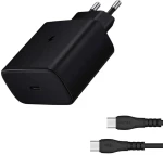 Sunix Σετ Φορτιστής Σπιτιού με Καλώδιο USB-C σε USB-C 45W - Μαύρο