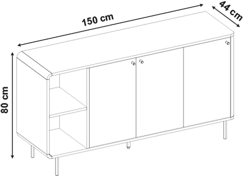 Μπουφές Colia χρώμα sepet oak 150x44x80εκ.