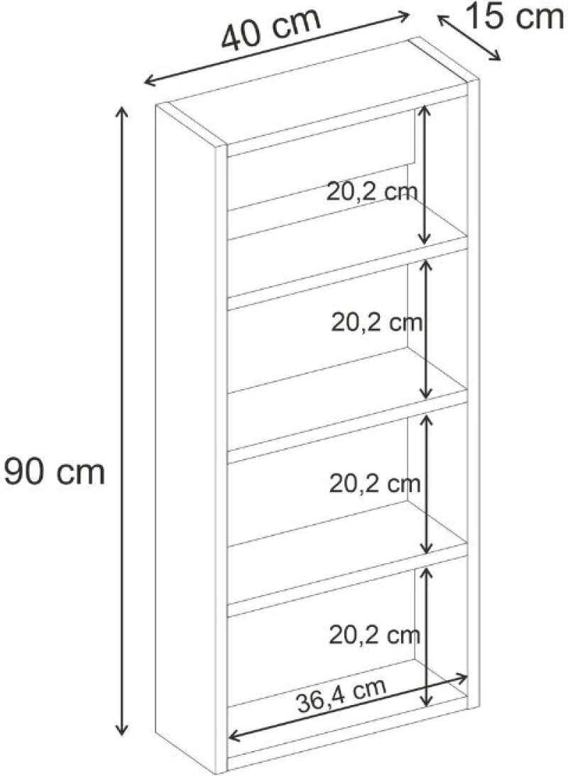 Ραφιέρα τοίχου Rafina χρώμα καρυδί Ud 40x15x90εκ.